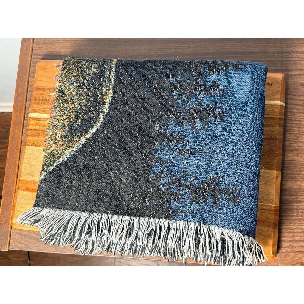 Persis Clayton Weirs Wolf Tapestry Throw Blanket | Moonlit Wolves Woven Afghan